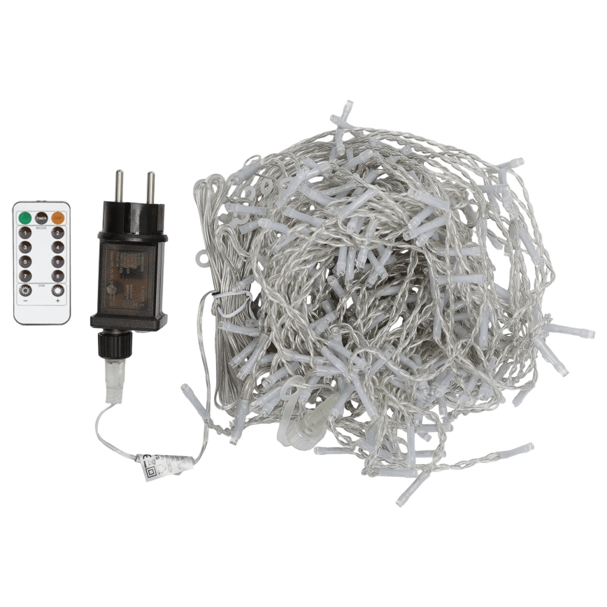 Aigostar - LED zunanji božični niz 300xLED/8 funkcij 3x1m IP44 hladna bela + daljinski upravljalnik
