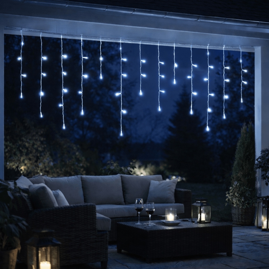 Aigostar - LED zunanji božični niz lučk 300xLED/8 funkcij 3xAA 18x0,6 m IP44 hladna bela