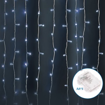 Aigostar - LED zunanji božični niz 300xLED/8 funkcij 3xAA 6x2m IP44 hladna bela