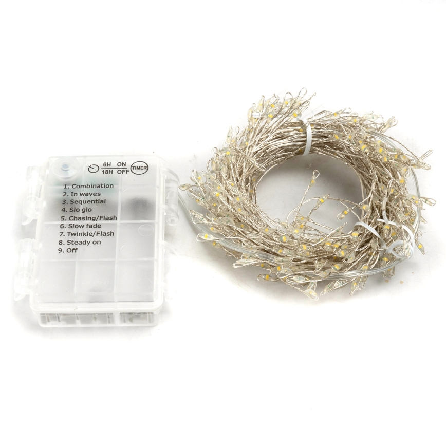 Aigostar - LED zunanji božični niz 300xLED/8 funkcij 3xAA 9,3m IP44 topla bela