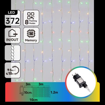 Aigostar - LED zunanji božični niz 372xLED/8 funkcij 6x1,2m IP44 večbarven