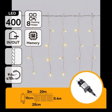 Aigostar - LED zunanji božični niz 400xLED/8 funkcij 23x0,4m IP44 topla bela
