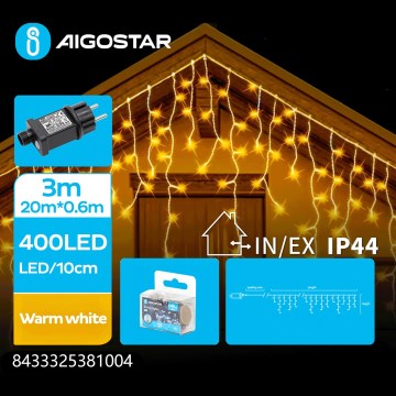 Aigostar - LED zunanji božični niz 400xLED/8 funkcij 23x0,6m IP44 topla bela