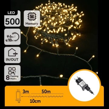 Aigostar - LED zunanji božični niz 500xLED/8 funkcij 50m IP44 topla bela