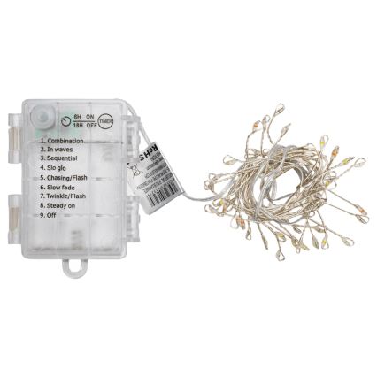 Aigostar - LED zunanji božični niz 50xLED/8 funkcij 3xAA 1,8m IP44 večbarven