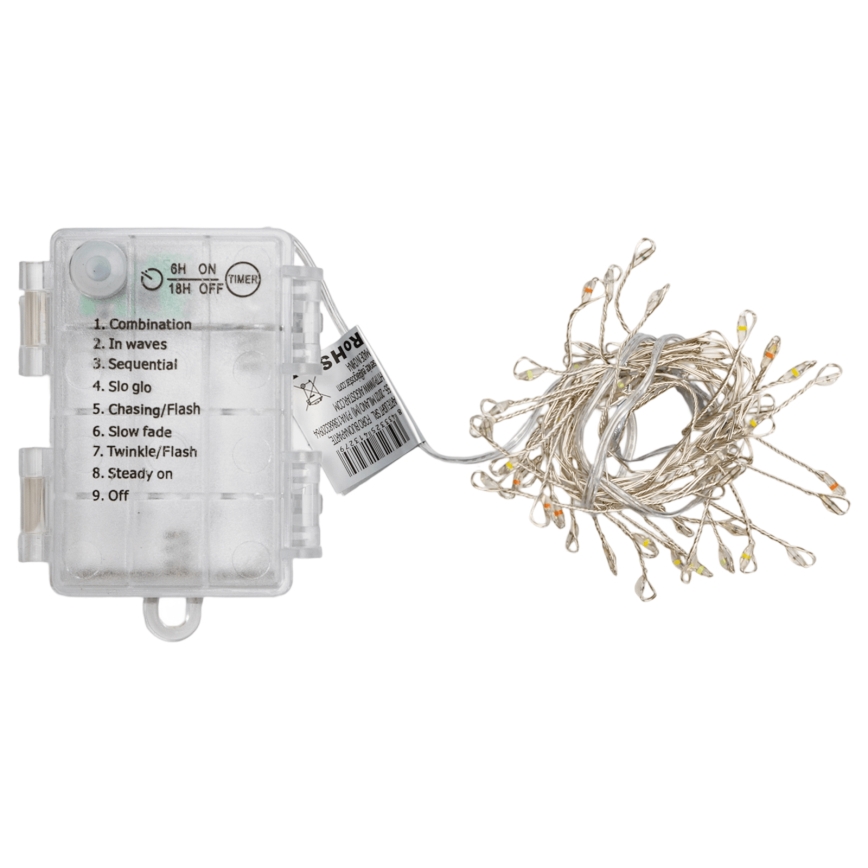Aigostar - LED zunanji božični niz 50xLED/8 funkcij 3xAA 1,8m IP44 večbarven