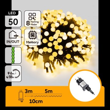 Aigostar - LED zunanji božični niz 50xLED/8 funkcij 8m IP44 topla bela