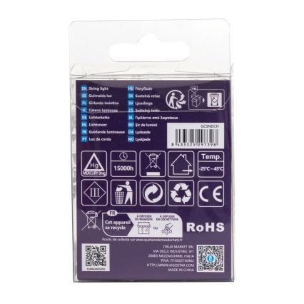 Aigostar - LED zunanji božični niz, 50× LED / 8 funkcij, 3× AA, 5,3 m, IP44, topla bela