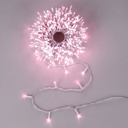 Aigostar - LED zunanji božični niz 50×LED/8 funkcij 3xAA 5,3 m IP44 rožnata