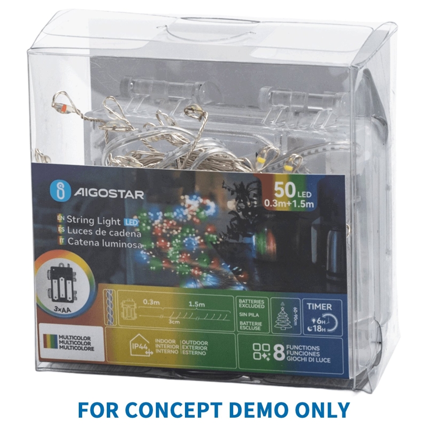 Aigostar - LED zunanji božični niz 72xLED/8 funkcij 3xAA 1,2m IP44 topla bela