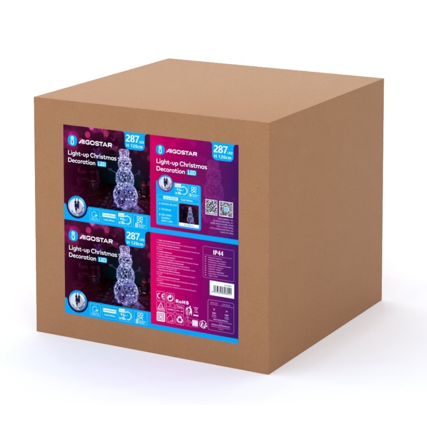 Aigostar - LED Zunanji božični okrasek 3,6W/31/230V 6500K 120cm IP44 snežak