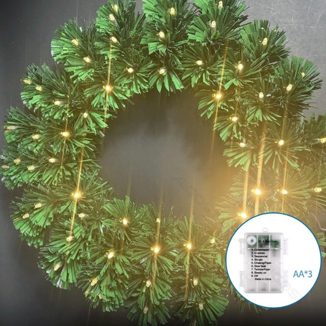 Aigostar - LED zunanji božični venec 72xLED/3xAA premer 50 cm IP44 topla bela