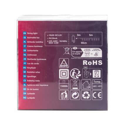Aigostar - LED zunanji dekorativni niz 10xLED/8m IP44 hladna bela