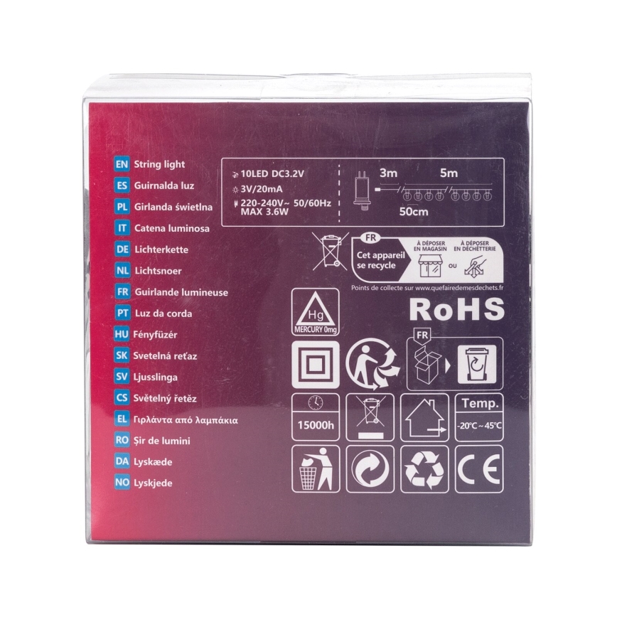 Aigostar - LED zunanji dekorativni niz 10xLED/8m IP44 hladna bela