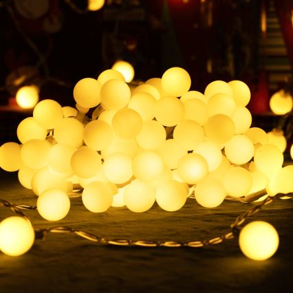 Aigostar - dekorativni LED niz za zunanjo uporabo, 50 × LED / 8 funkcij, 5 m, IP44, topla bela