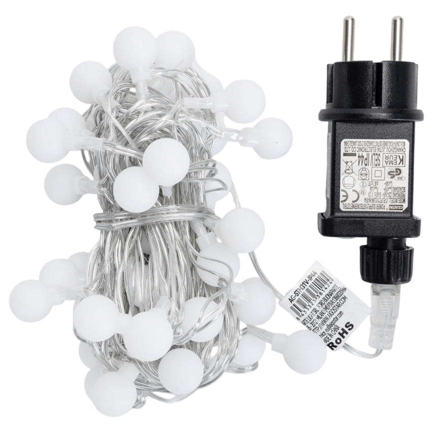 Aigostar - dekorativni LED niz za zunanjo uporabo, 50 × LED / 8 funkcij, 5 m, IP44, topla bela