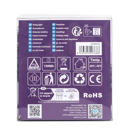 Aigostar-LED Zunanji LED niz 300xLED/8 funkcij 3xAA 15,3 m IP44 topla bela