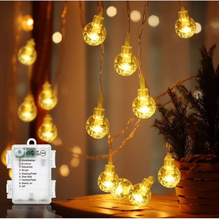 Aigostar - LED zunanji božični niz 100xLED/3xAA/8 funkcij 10,3 m IP44 topla bela