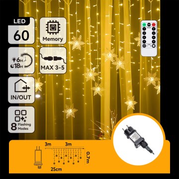 Aigostar - LED zunanji  niz 120xLED/8 funkcij 3x0,7m IP44 topla bela + daljinski upravljalnik