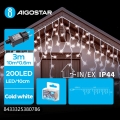 Aigostar - LED zunanji  niz 200xLED/8 načinov 13x0,6m IP44 hladna bela