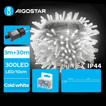 Aigostar - LED zunanji niz 300xLED/8 funkcij 33m IP44 hladna bela