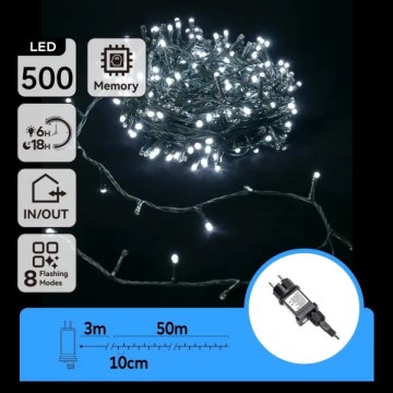 Aigostar - LED zunanji niz 500xLED/8 funkcij 53m IP44 hladno bela
