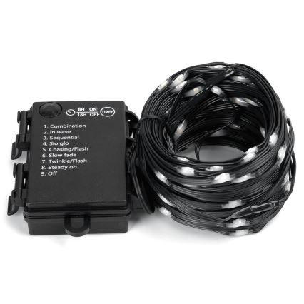 Aigostar - LED zunanji niz 50xLED/8 funkcij 3xAA 5,3m IP44 hladno bela
