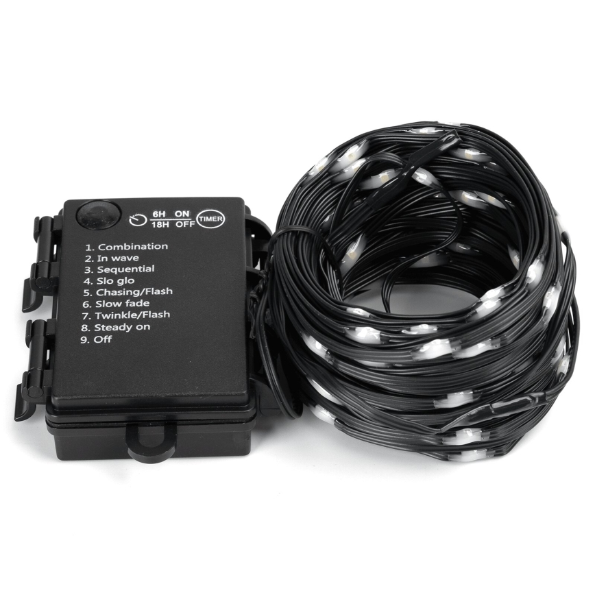 Aigostar - LED zunanji niz 50xLED/8 funkcij 3xAA 5,3m IP44 hladno bela