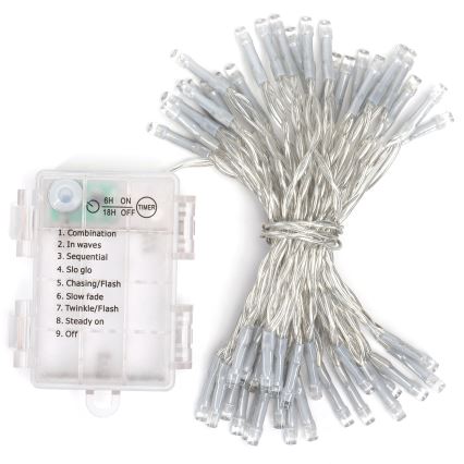 Aigostar - LED zunanji niz 50xLED/8 funkcij 3xAA 5,3m IP44 večbarven