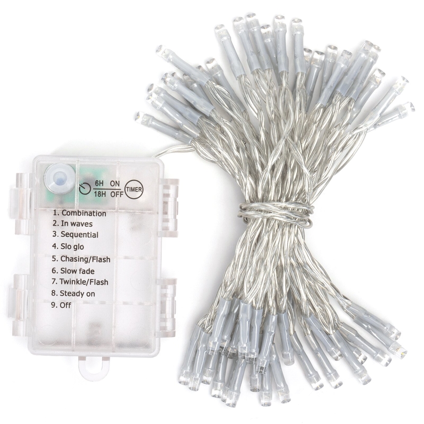 Aigostar - LED zunanji niz 50xLED/8 funkcij 3xAA 5,3m IP44 večbarven