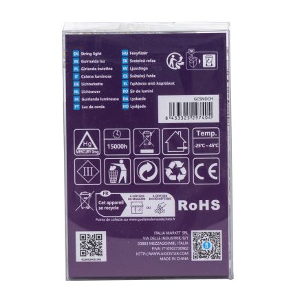 Aigostar -LED Zunanji niz luči 100xLED/8 funkcij 3xAA 10,3m IP44 topla bela