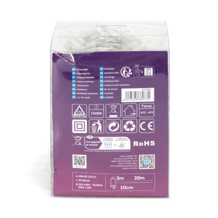 Aigostar - LED zunanji niz luči 200xLED/8 funkcij 23m IP44 topla bela