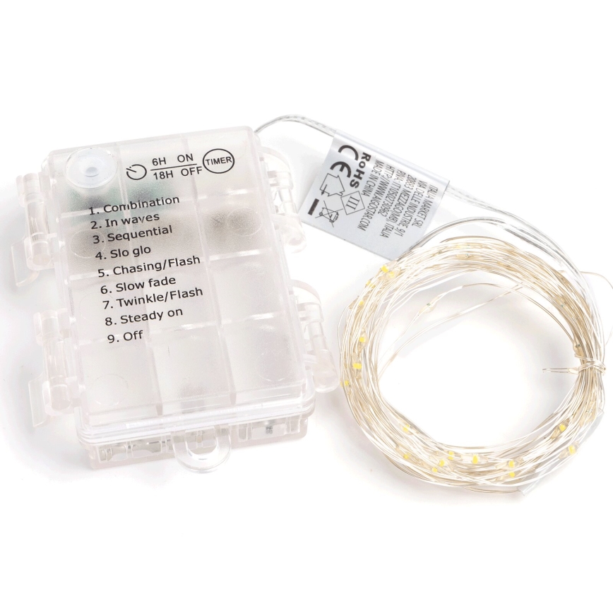 Aigostar - LED zunanji niz lučk 150×LED/8 funkcij 3×AA 15,3 m IP44 topla bela