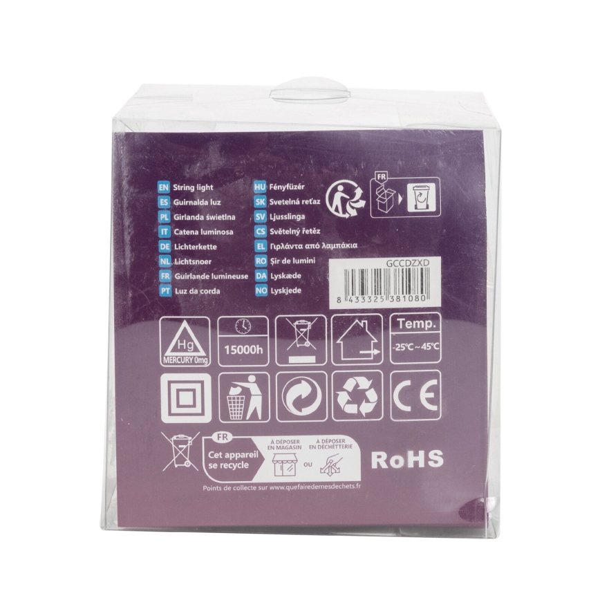 Aigostar - LED zunanji niz lučk 50xLED/8 funkcij 8 m IP44 topla bela