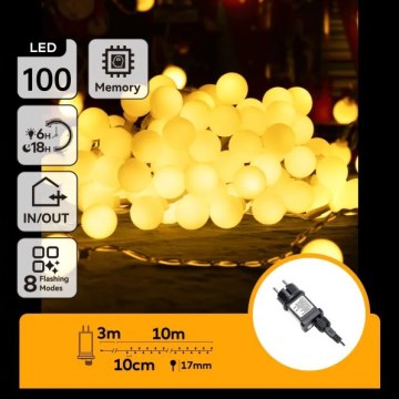 Aigostar - LED zunanji okrasni niz 100xLED/8 funkcij 10m IP44 topla bela