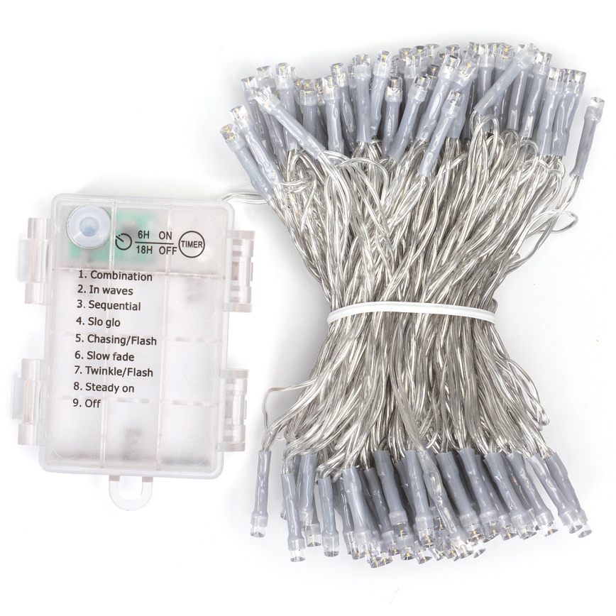 Aigostar - LED zunanji svetlobni niz 150 LED/8 funkcij 15,3 m IP44 hladno bela