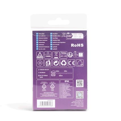 Aigostar - zunanja LED veriga 150xLED/8 funkcij/3xAA 15,3m IP44 hladna bela