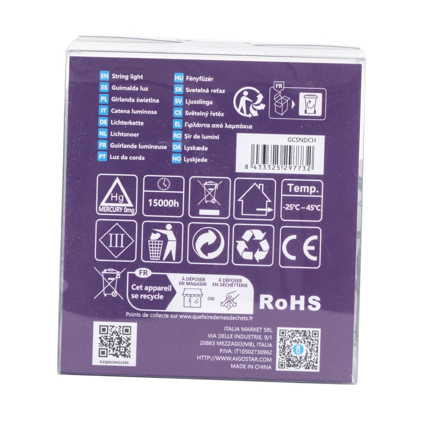 Aigostar - LED zunanji svetlobni niz 200xLED/8 funkcij 3xAA 10,3m IP44 večbarven