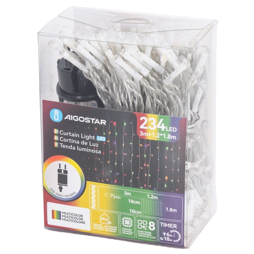 Aigostar - LED zunanji svetlobni niz 234 x LED/8 funkcij 1,2 x 1,8 m IP44 večbarven