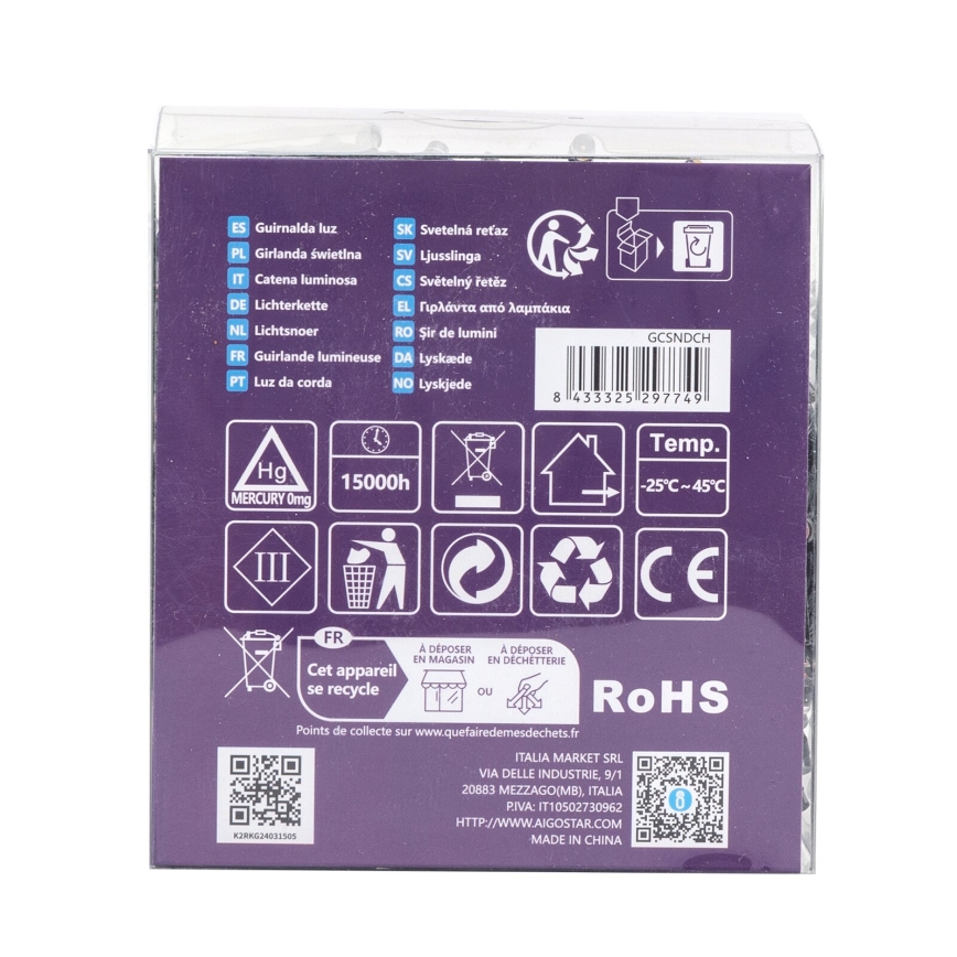 Aigostar - LED zunanji svetlobni niz 300xLED/8 funkcij 3xAA 15,3m IP44 večbarven