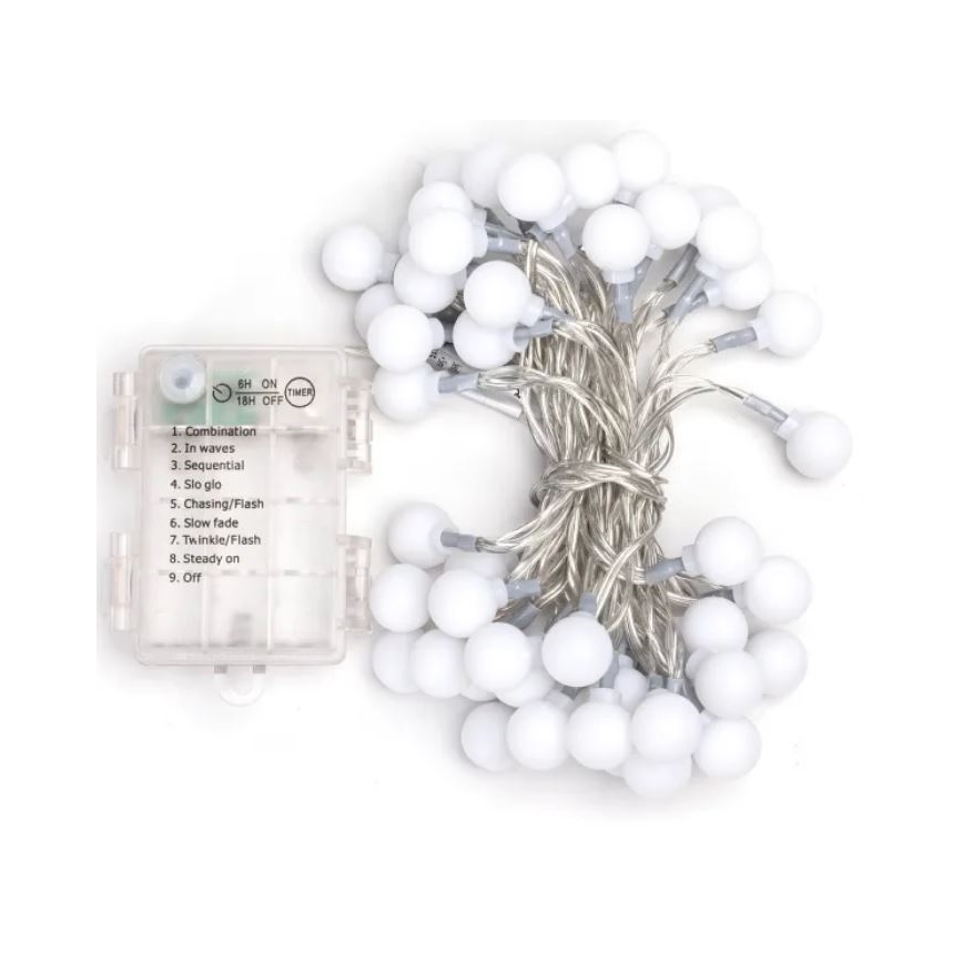 Aigostar - LED Zunanji  niz 50xLED/3xAA/8 funkcij 5,3 m IP44 hladna bela