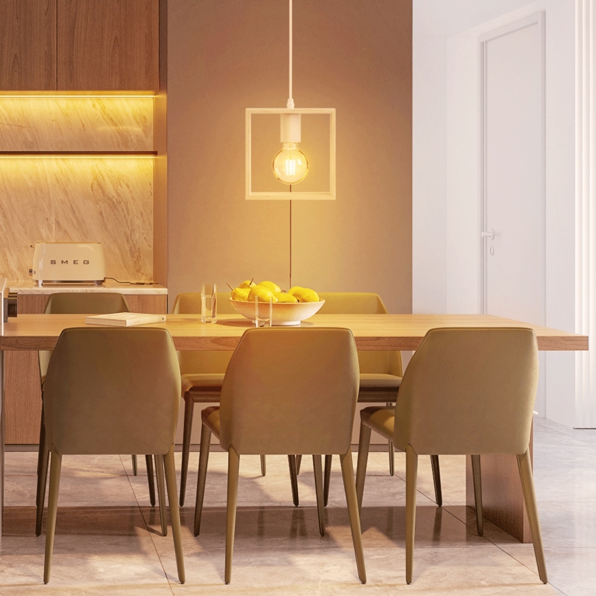 Aigostar - Lesen lestenec na vrvi 1xE27/60W/230V borovina