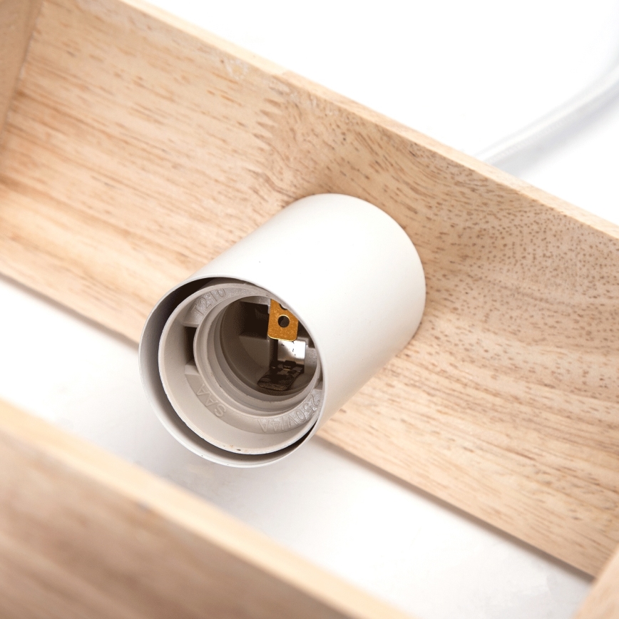 Aigostar - Lesen lestenec na vrvi 1xE27/60W/230V borovina