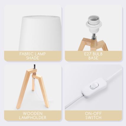 Aigostar - Lesena namizna svetilka 1xE27/60W/230V iz bora