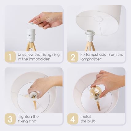 Aigostar - Lesena namizna svetilka 1xE27/60W/230V iz bora