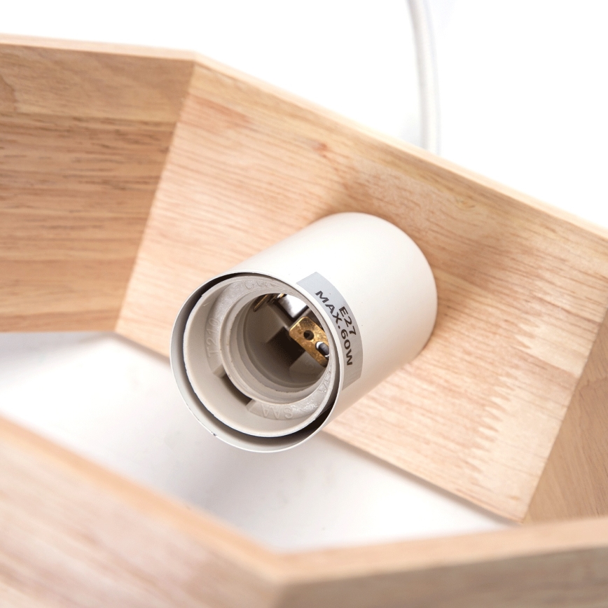 Aigostar - Lesena viseča svetilka na vrvici 1xE27/60W/230V, iz borovega lesa