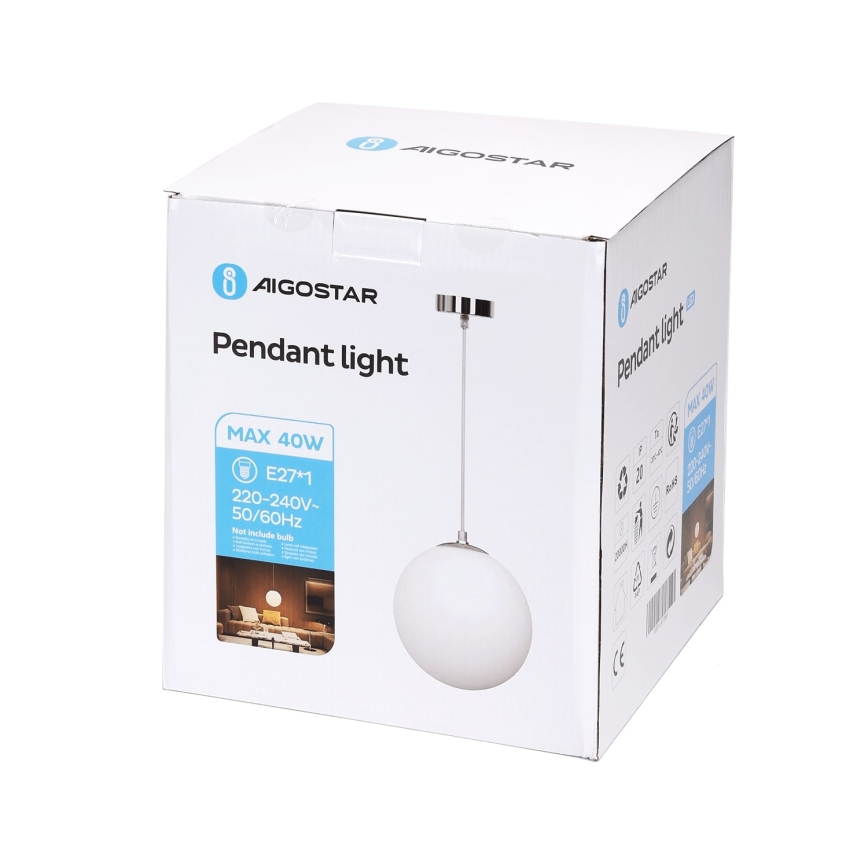 Aigostar - Lestenec na vrvici 1xE27/40W/230V