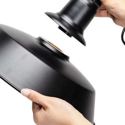 Aigostar - Lestenec na vrvici 1xE27/60W/230V črna