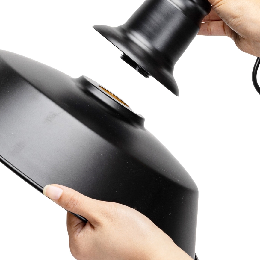 Aigostar - Lestenec na vrvici 1xE27/60W/230V črna