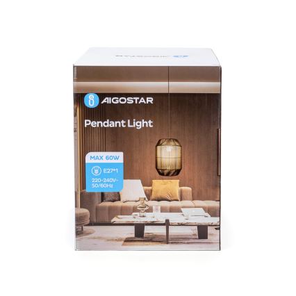 Aigostar - Lestenec na vrvici 1xE27/60W/230V črna
